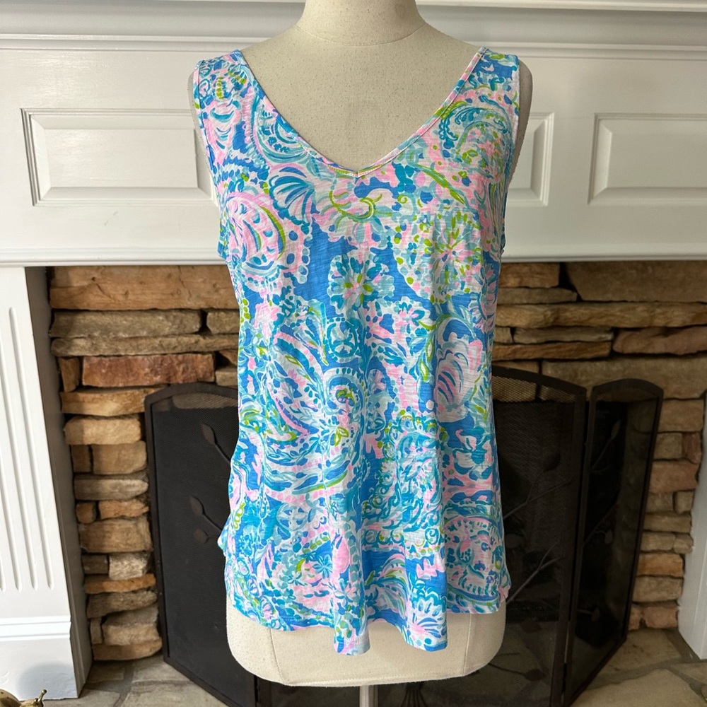 Lilly Pulitzer V-Neck Gigi Tank Starfish medium
